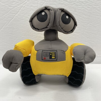 Disney Store Wall-E Plush Stuffed Robot Yellow Gray Pixar Soft Toy 7''
