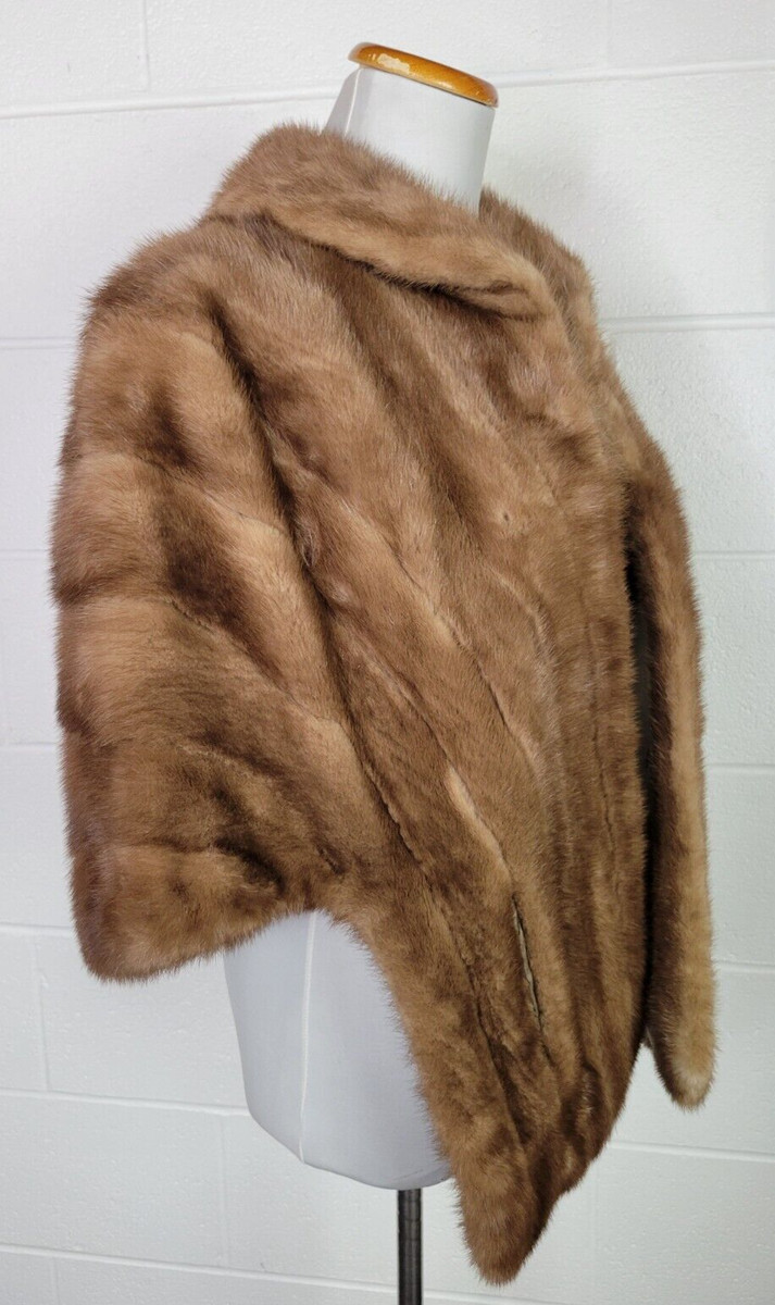 Vintage Strouss Hirshberg Mink Fur Shawl Wrap Stole (Repair) View 3