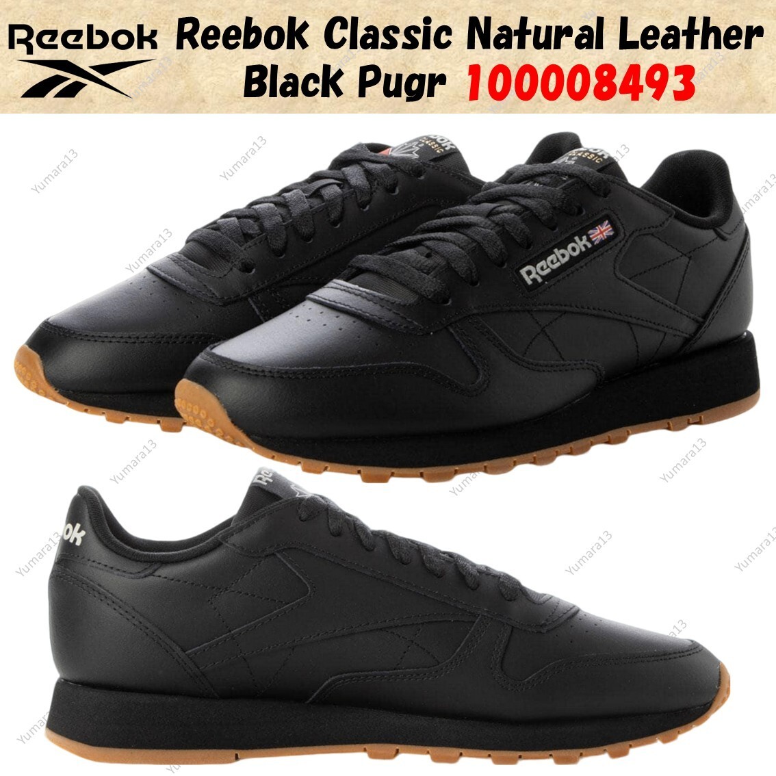 Reebok Classic Cuero Natural Negro Pugr 100008493 Hombres Talla