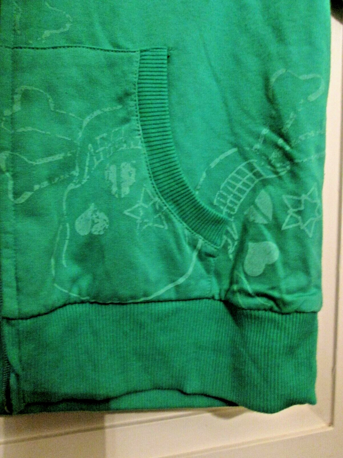 OFF WHITE Felpa con cappuccio e zip No Boundaries verde con disegno teschio foderata donna junior taglia XL 15 17