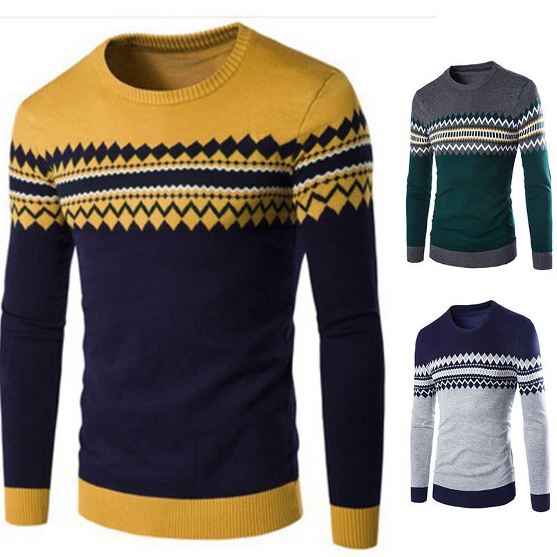Sweater Crew Neck Mens Pullover Winter  Casual Top Jumper Knitted Ex Store M-2XL-image