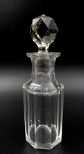 ANTIQUE CRYSTAL FACETED PERFUME BOTTLE PRISM BALL DAUBER TOP, MADE INFRANCE