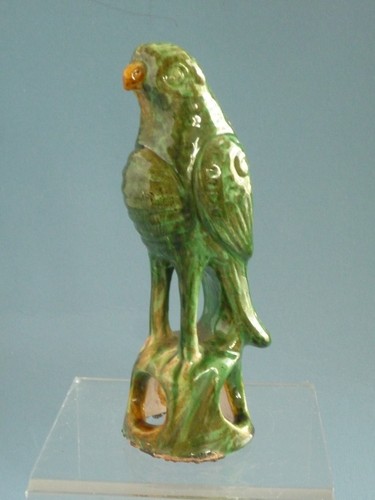 Antigüedades chinas Dinastía Ming Porcelana Esmalte Verde Tallado Pájaro - Imagen 2 de 10