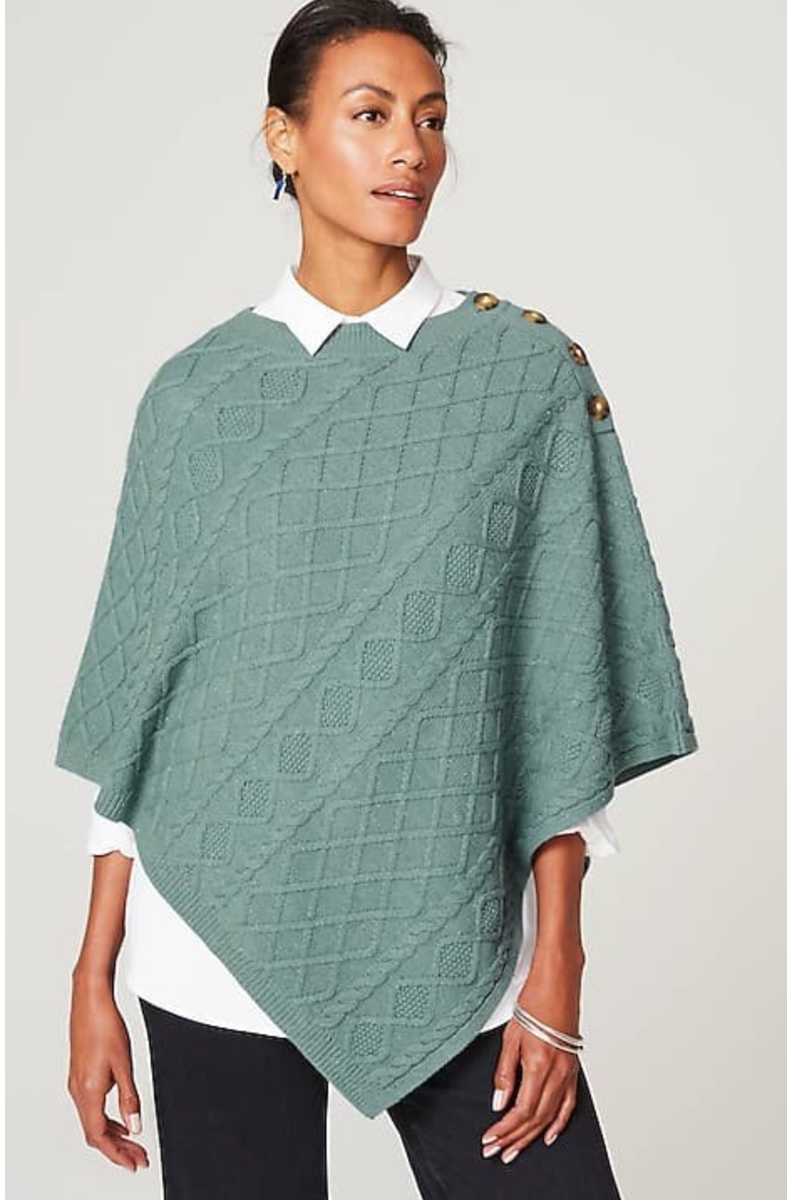 J.Jill ~ XL/3X ~ NEW Cozy Cable-Knit Asymmetric Poncho ~ NWT(1O11