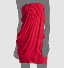 $396 Alice + Olivia Women Red Draped Chiffon Strapless Mini Sheath Dress Size 8