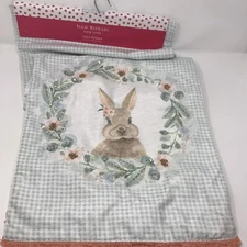 Isaac Mizrahi Easter Bunny Table Runner Floral, Bunny Head, Beading 16"x 72" 