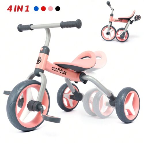 WUH66-4 In 1 Tricycle For Toddlers Age 2-5, Folding Toddler Bike Kids Trike Tric