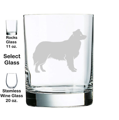 BORDER COLLIE DOG ENGRAVED on GLASSWARE, FREE SHIPPING,ETCHED,WHISKEY,WINE GLASS