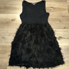 Twenty-One Women's Black Dress Black Rose Flower Feather Style Size Medium