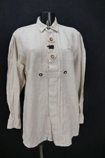 Koszula ludowa ciężka lniana koszula beżowa gruby tkany len rozm. M 40