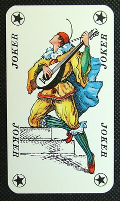 1 x Joker mit Laute Spielkarte Einzeltausch rotes Laub Motiv Muster ZJ 351