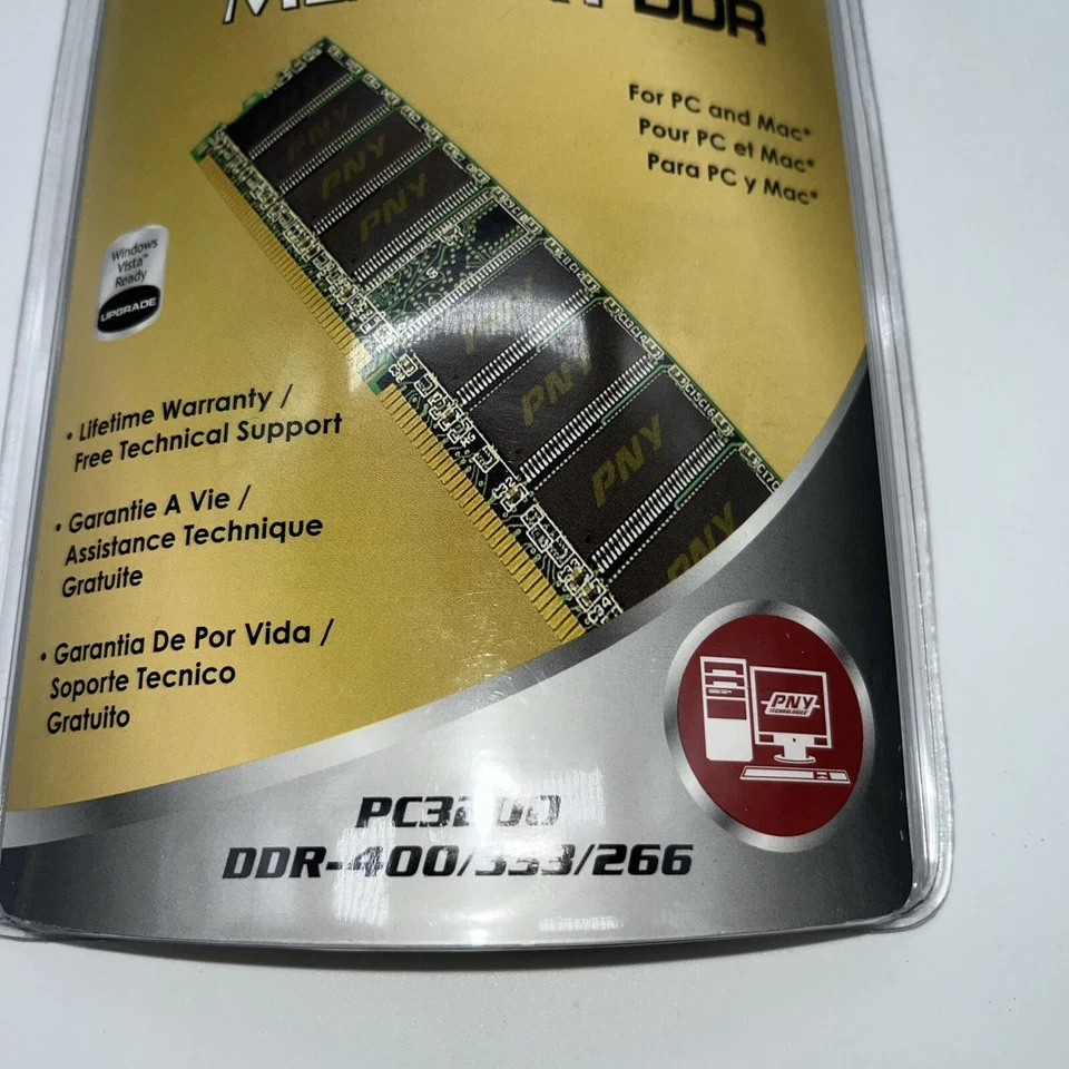 New Old Stock PNY Optima Memory DDR  512MB PC3200 DDR400/333/266 Sealed - Image 2 of 4