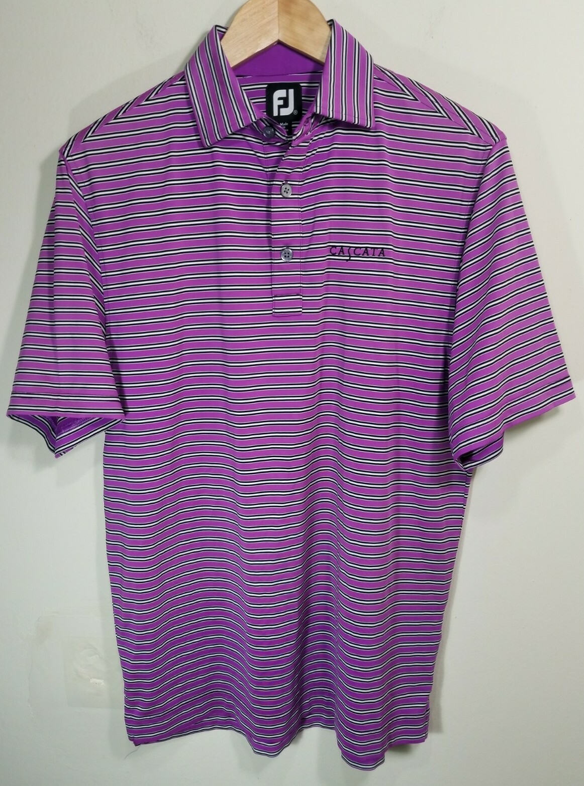 Footjoy Cascata Golf Polo Shirt Purple White Striped … Gem