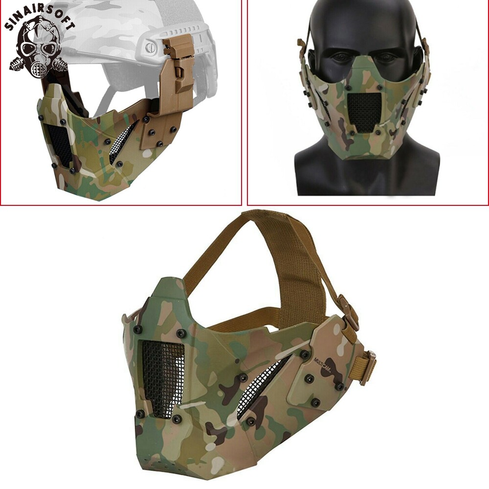 Taktisch Metall Stahl Gittergewebe Halb Gesicht Maske Softair Militär Helm Maske