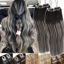 Micro Ring Loop 100 Real Human Hair Extensions Micro Beads Tip Link 16"-24" US