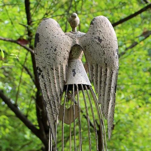 Antiqued Praying Metal Garden Angel Statue with Hooks, Indoor Outdoor Yard decor - Picture 11 of 25