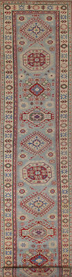 Geometric Tribal Style Kazak Hand-Knotted 16 ft. Runner Rug for Hallway ...