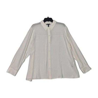 Eileen Fisher Women's Shirt Size XL Classic Clr Long Sleeve Silk Ivory Top  58
