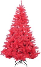 6ft Red Artificial Christmas Tree Norway Pine 921 Tips Hinged Branches Stand