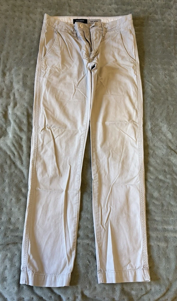 Dockers Slim Tapered Beige Cotton Chino Trousers 30W 32L - Image 1 of 4