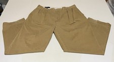 VTG Polo Ralph Lauren Andrew Pants Mens Tag 40x32 Measure 37x30 Khaki Pleated