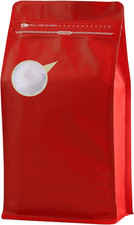 Coffee Bags with Valve (16 Oz,1 Lb,100Pcs) Red High Barrier Aluminumed Foil Flat