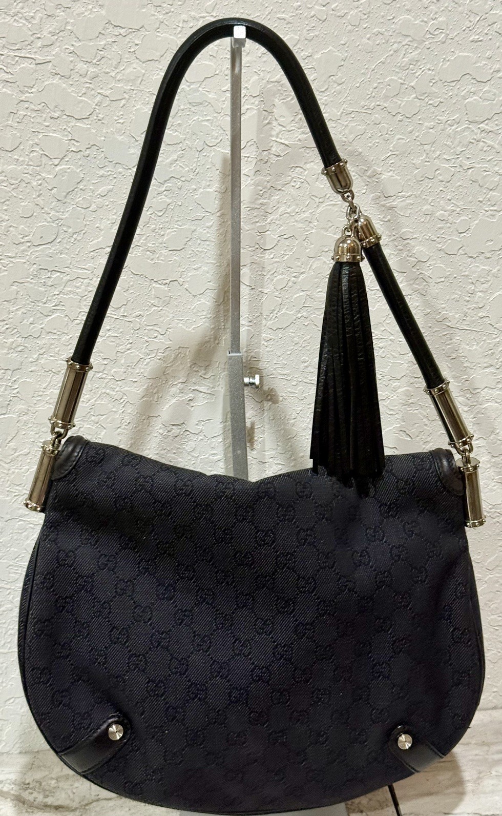 Authentic GUCCI Denim  Interlocking GG Tassel Sho… - image 1