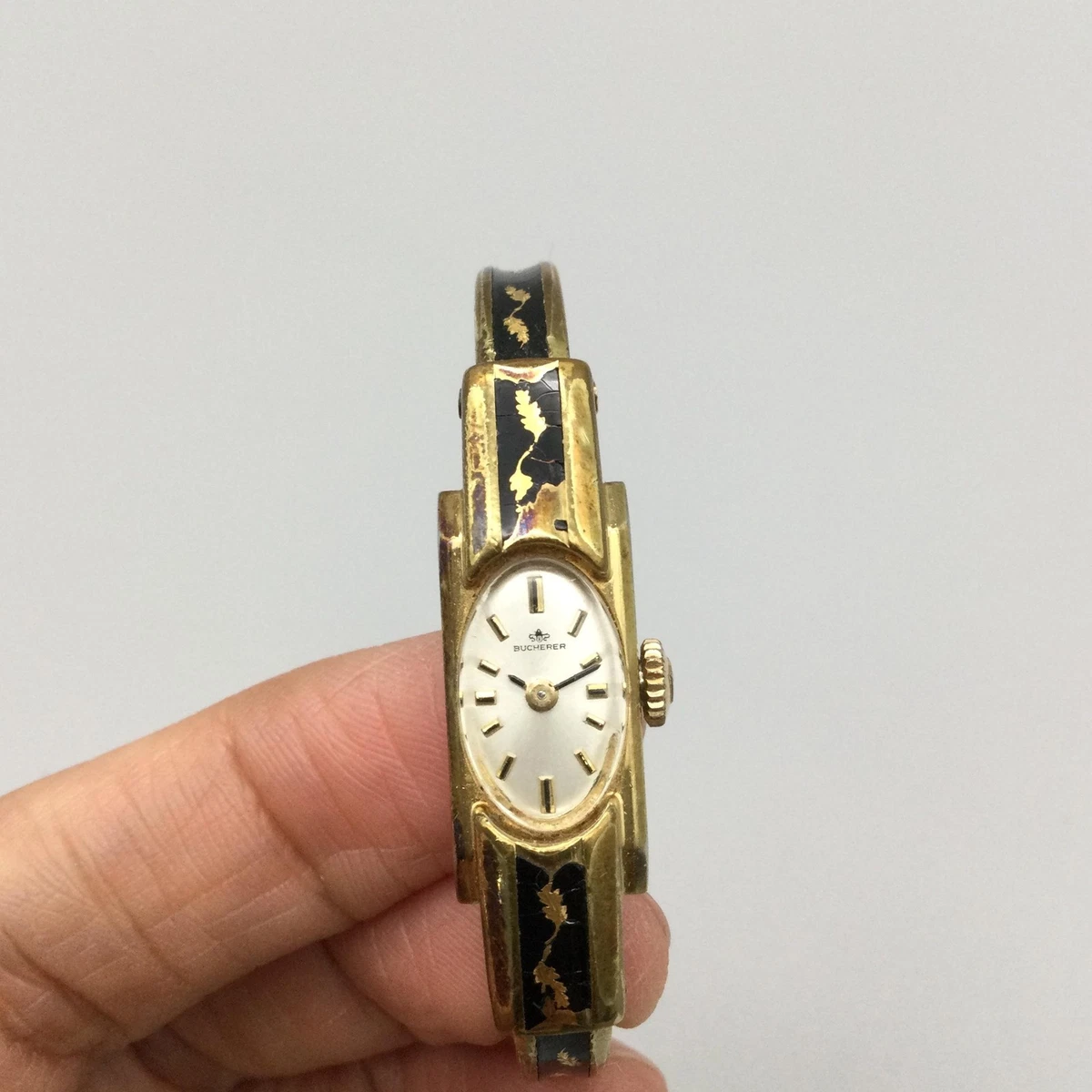 Vintage Nova Watch Women Gold Tone Maroon Bangle Band Manual Wind 6.5 inch Bangle Women Gold Wristwatches for sale | eBay main image 3