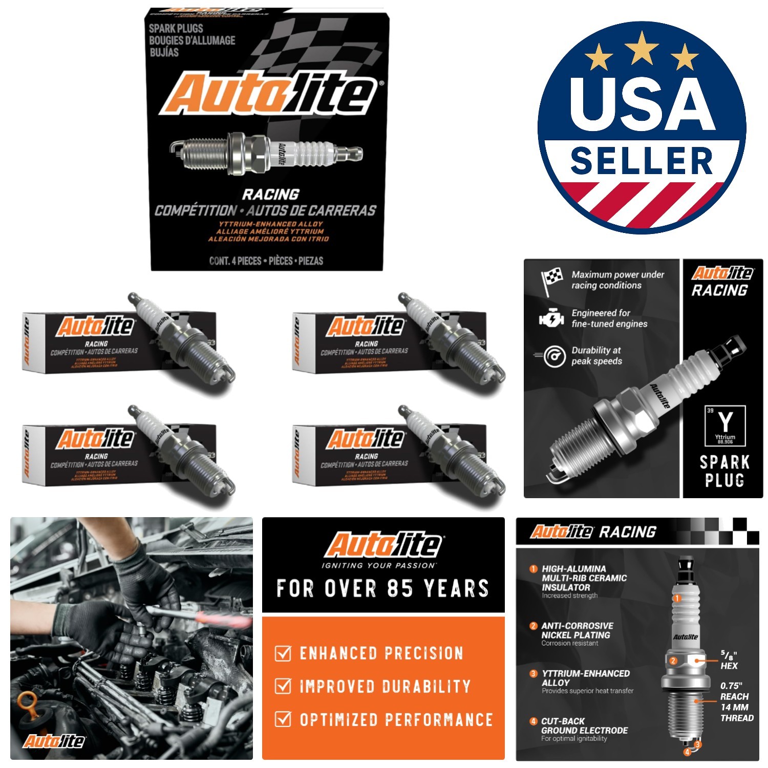 Autolite AR25-4PK Nickel Coated Racing Spark Plugs - Enhance Ignition Efficiency