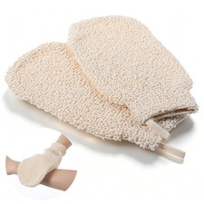 2Pcs Natural Bath Gloves, Exfoliate Glove Shower Mitt for Women Men, Soft Loo...