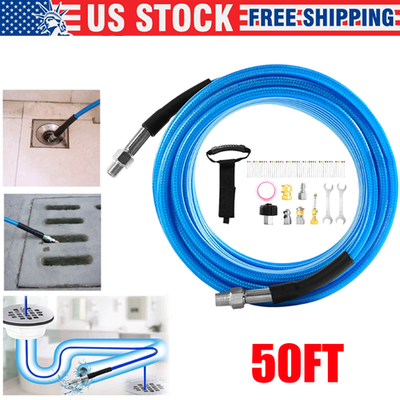 #ad 50FT Sewer Jetter Kit for Pressure Washer 5800 PSI Water Jet Drain Cleaner Hose $31.98