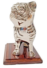 Pug Dog Cast Aluminum Crafted 8 Inches Tall Mounted On Solid Wood Base
