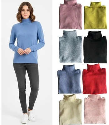 MARKS & SPENCER Ladies Marks Roll Neck Jumper Polo Long Sleeved Wool Blend Super Soft Sweater