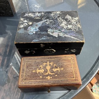 Two Antique Inlaid Boxes Need Work