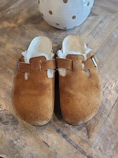 Birkenstock Boston Shearling Cognac Suede Clogs Size 40L Size 9
