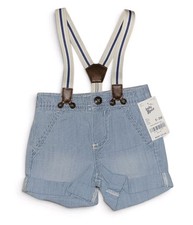 Oshkosh B  gosh Baby Boys Denim Blue Shortalls Short Overalls 0-3 Mo NWT 30