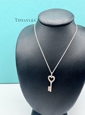 Iconic Tiffany  Co. Sterling Silver .925 Mini Heart Key Pendant Necklace 16"