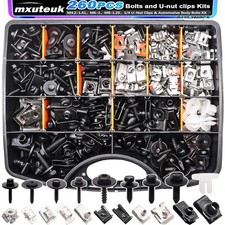 260PCS U-Nut Clips  Automotive Body Fender Bolts Kit,for Most Cars Fender