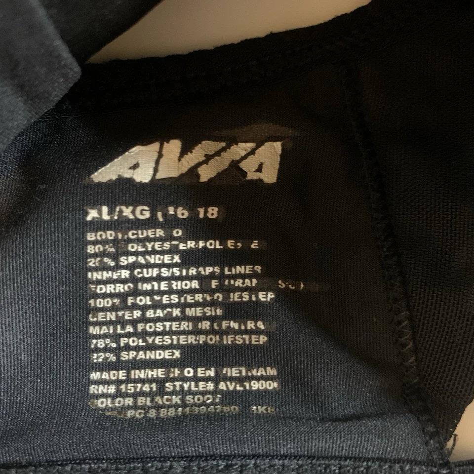 Sujetador deportivo para mujer XL Avia negro espalda deportiva acolchado ligero ropa deportiva Foto 2 de 4