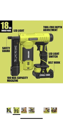 ALLOYPOWER 18 Gauge Nail Gun Battery Powered, 2 in 1 Cordless Brad Nailer/Electr