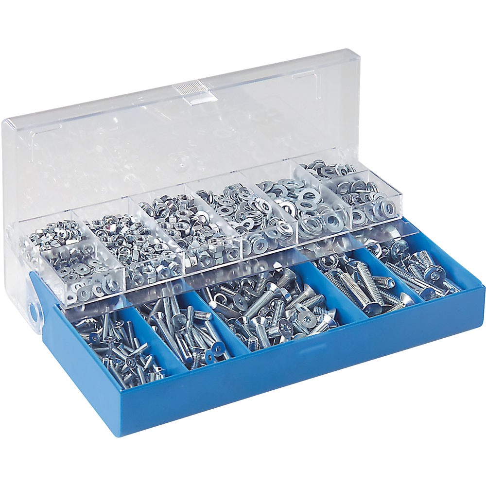 Affix Countersunk Hex Head Screw, Nut & Washer Assortment In Case - 1000 Piece