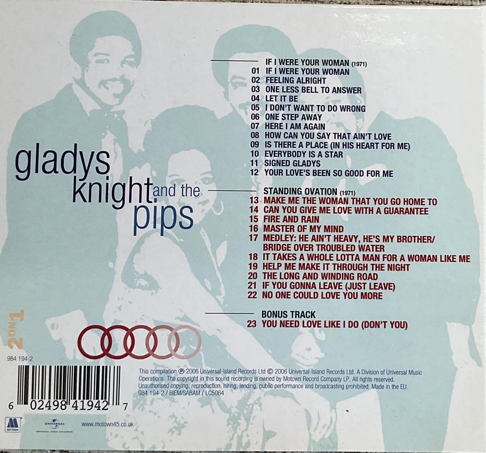 Gladys Knight and the Pips - 8 original Tamla Motown albums on four "2 on 1" CDs - Image 3 of 4