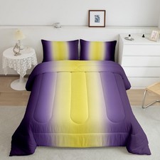 Purple and Yellow Comforter Set Full for Girls Boys Kids,Rainbow Ombre Beddin...