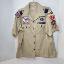 Boy Scouts Of America Official Uniform Shirt W/ Patches Short Sleeve Size 39-40