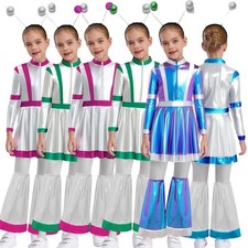 US Girls Costume Theme Alien Performance Dress And Hair Hoop Outfits Cutie Fancy