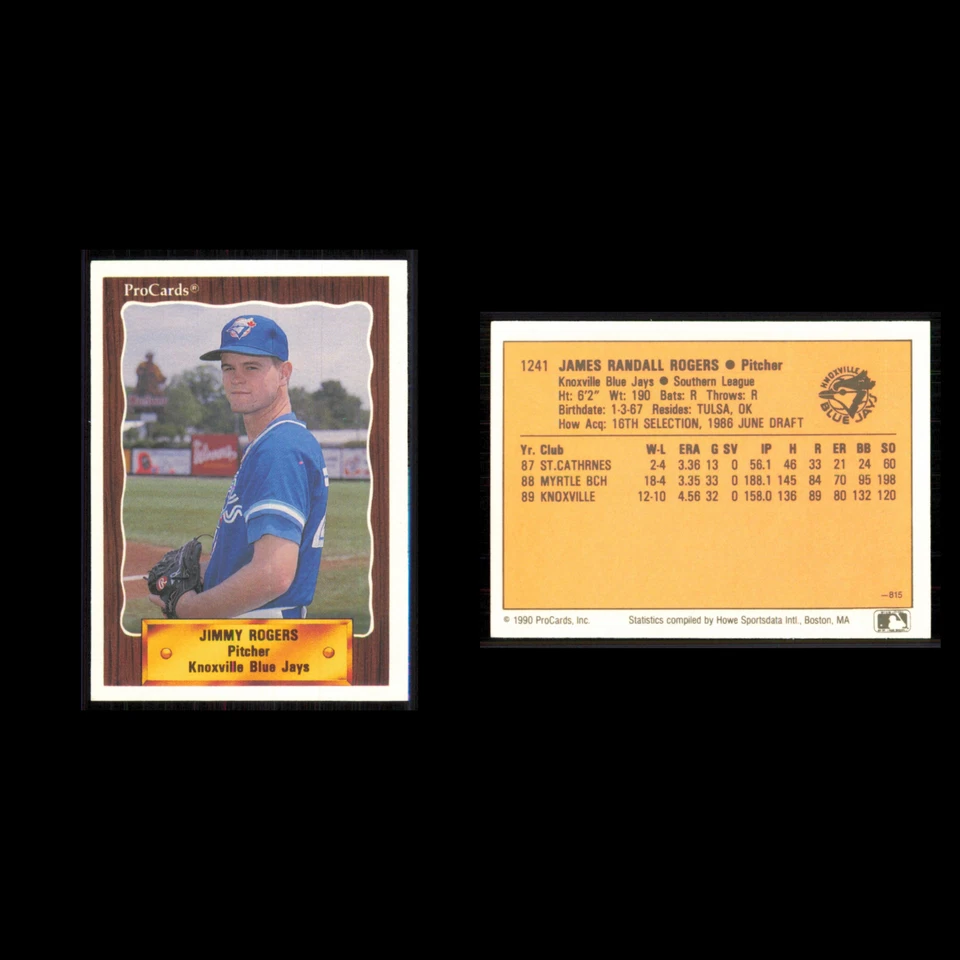 Jimmy Rogers #1241 1990 ProCards Knoxville Blue Jays Baseball Card MLB NM - Image 3 of 3