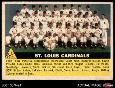 1956 Topps #134 Cardinals Team Grey Back COMMON VARIATION 1.5 - FAIR