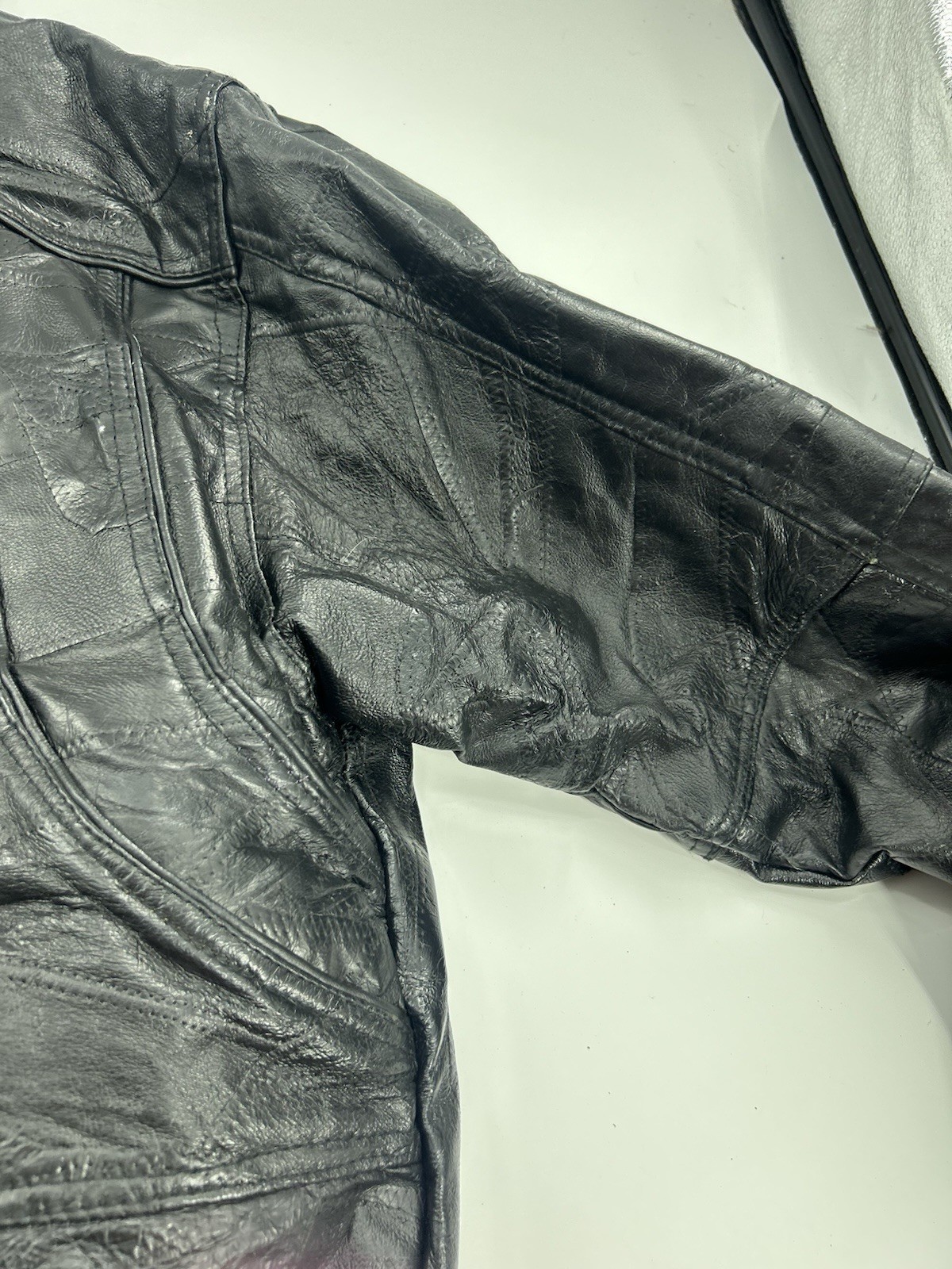 Vintage Patchwork Leather Jacket Men’s Bomber XL … - image 8