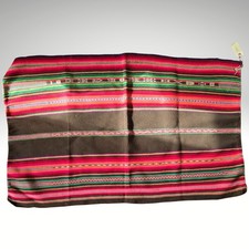 Textil Peruano Hecho a Mano Juli Perú Tejido Aguayo Manta Marrón Rosa Verde 42x26