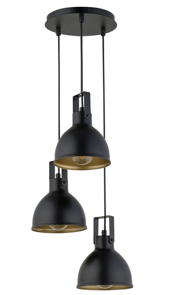 HäNgelampe Esstisch Metall Schwarz Gold E27 Bis 0,8 M Industrial Pendel Leuchte-image